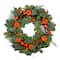 24'' Maple & Fern Leaves w/ Orange Pumpkins Artificial Wreath